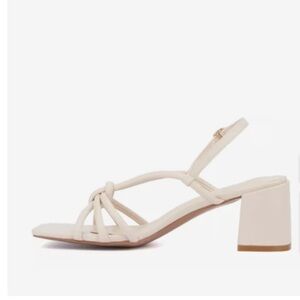 Chic Cream Strappy Block Heel Sandals